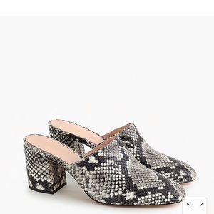 J crew faux snakeskin mules